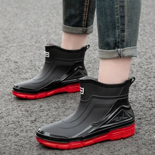I-Ankle Boot Waterproof Men Rubber Shoes Zomyeni Wokudoba Umsebenzi Wezokuphepha Imvula Izicathulo Indoda Igawula Amabhuzu Ekhishi Angasheleli Angenawo Uwoyela
