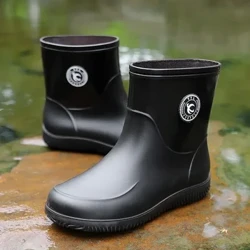 Regnstövlar för män Halkfria Lätt vandring Regnskor Slip on Vattentät Utomhus Fritid Gummi Fiskeskor Arbetsvattenskor
