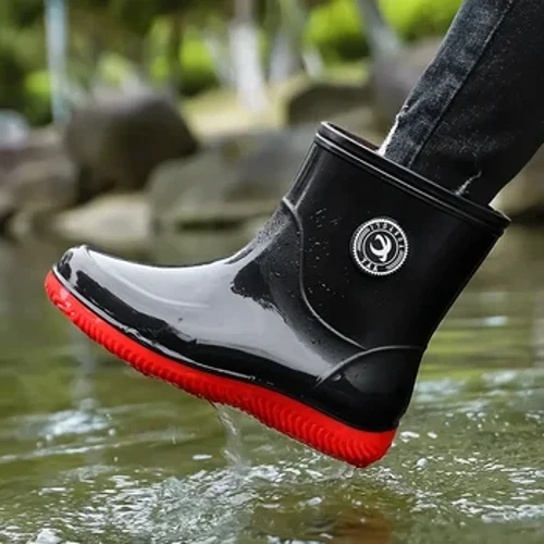 Chaussures de pluie imperméables pour hommes, bottes courtes de travail de cuisine, semelles en caoutchouc, pêche en plein air, imperméables, antidérapantes, décontractées