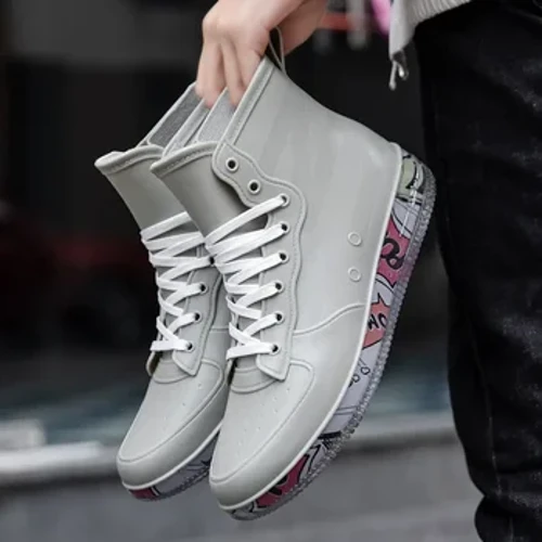 Buataisí Báistí Fir Faisean Buataisí Nude Trendy Bróga Chef Oibre Frith-skid Bróga Iascaireachta Rubair Inbhuanaithe Uiscedhíonach Sneakers Fireann 2023New
