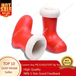 Astro Boy Plush Boots 2024 สีแดงAstroboyรองเท้าสตรีบุรุษรอบToe Rain Bootการ์ตูนSlip-Onแฟชั่นแสดง Атム