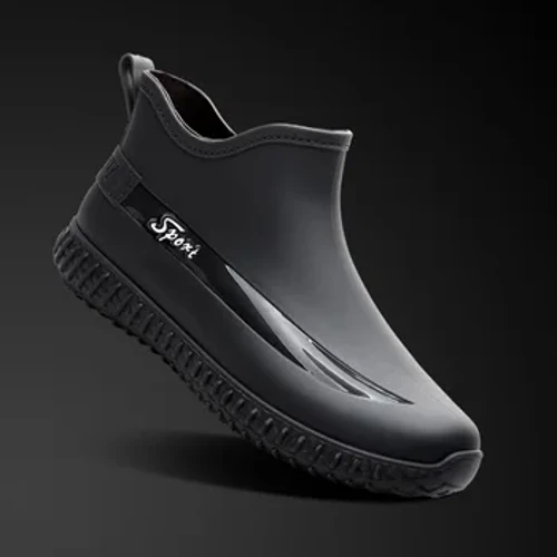 Modische, kurze Regenstiefel für Herren, Arbeitsschuhe für alle vier Jahreszeiten, verschleißfeste Gummischuhe, Angelschuhe, wasserdichte Schuhe