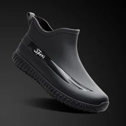 Modische, kurze Regenstiefel für Herren, Arbeitsschuhe für alle vier Jahreszeiten, verschleißfeste Gummischuhe, Angelschuhe, wasserdichte Schuhe