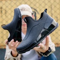 2024 Nā kamaa hele wāwae ʻole o waho o nā kāne hou ʻo Shaxi Fishing Rain Boots Nā kāmaʻa hana ʻeleʻele mau kāmaʻa lawaiʻa wai ʻole.