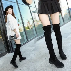 Wanita Over The Knee Boots Suede Seksi High Heels Lace Up Long Boots Musim Gugur Musim Dingin Hangat Wanita Sepatu Slim Paha Tinggi Boots Pesta