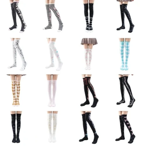 Áo Bé Gái Mùa Thu Đan Đùi Vớ Cổ Cao Phong Cách Nhật Bản lolita Kawaii Kẻ Sọc Nơ Hoa Sinh Viên Trên Đầu Gối Dài tất G99D