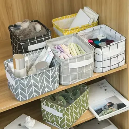 Klappt Linnen Desktop Späicherkëscht Waasserdicht Spillsaachen Diversen Späicherkuerf Kosmetesch Underwear Lagerung fir Heem Organisator