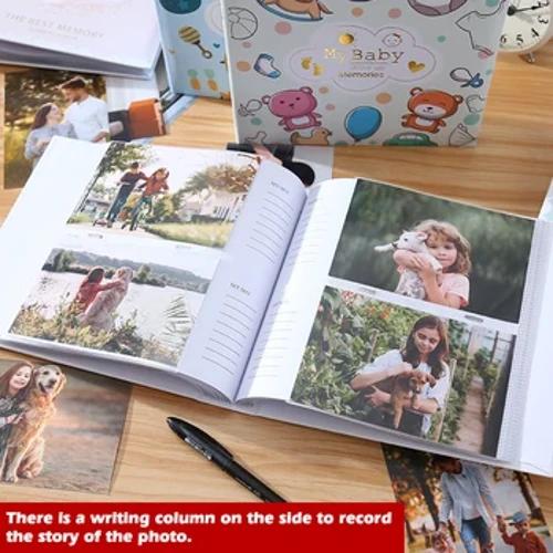 Album Photo inscriptible de 6 pouces, Collection de Photos de croissance d'enfants, 200 pièces, Album intercalaire en papier à coque rigide de grande capacité