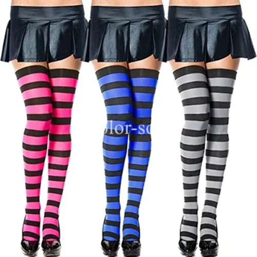 Konpresio galtzerdiak marra koloretsuko izter altuak Belaunetik gorako galtzerdiak Emakumeentzako Galtzerdi luzeak Kawaii kotoizko hankak berotzeko galtzerdiak