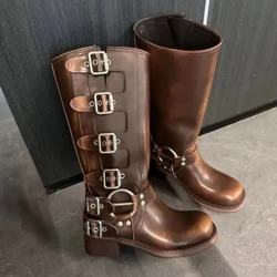 Podzim a zima 2023 Vintage boty Dětské Léto Tenké Western Kovbojské boty Kozačky na středním podpatku Kožené boty Kavalerské boty