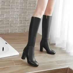 Cizme pentru femei Pantofi peste genunchi Designer de lux Saboți cu fermoar Platformă Peste genunchi Toc înalt Moda Cauciuc Damă Tesatura solidă Squ