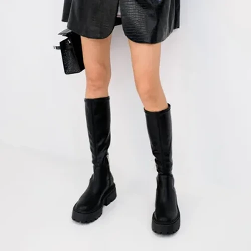 Botas De Mujer Ayollar Moda Tizzali Botinkalar Baland poshnali Yupqa Bo'y Botinkalar Kuzgi Qish Issiq Qalin Elastik Botinkalar Uzun Bo'yli Botinkalar