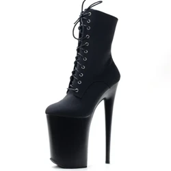 Zapatos de stripper con tacones extremos de 23CM, botas hasta el tobillo con cordones para baile en barra