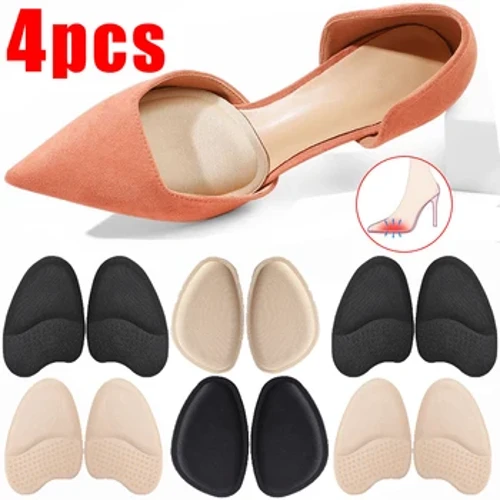 Vitambaa Virefu Visivyoteleza Mbele Pedi za Soli za Wanawake Sponge Nene za Viatu 6D Slow Pressure Insole Anti-pain Orthopedic Nusu Pedi