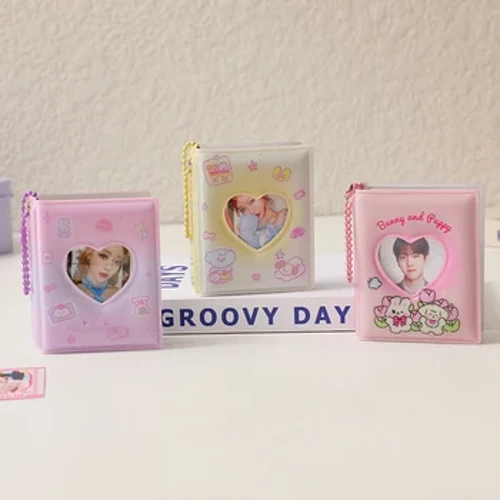 1 Máy Tính Mới Mini Hoạt Hình Album Ảnh Nhựa PVC Trong Suốt Tên Thẻ 32 Túi Kpop Thẻ Chất Kết Dính Thần Tượng Hình Thu Thập sách