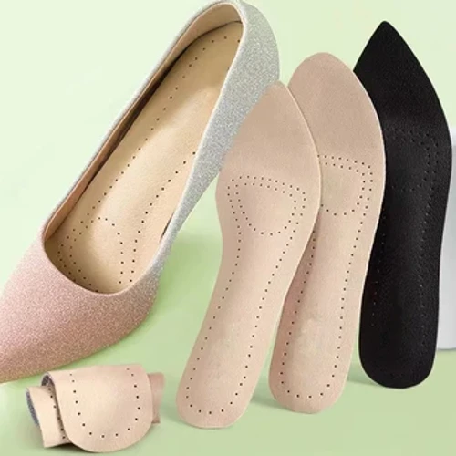 Lieder Selbstklebend Insole fir Fraen Héichheel Sandalen Anti-Rutsch Atem a Schweess-absorbéierend Schong Pad Kliewefolie Sticker