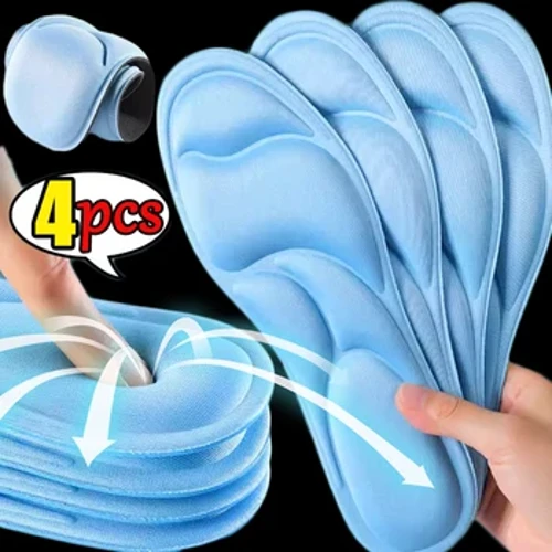 2/4 stk 5D Massasje Memory Foam-innleggssåler for sportsløpesko Såle Pustende puteputer for kvinner Menn Føtter Ortopediske innleggssåler