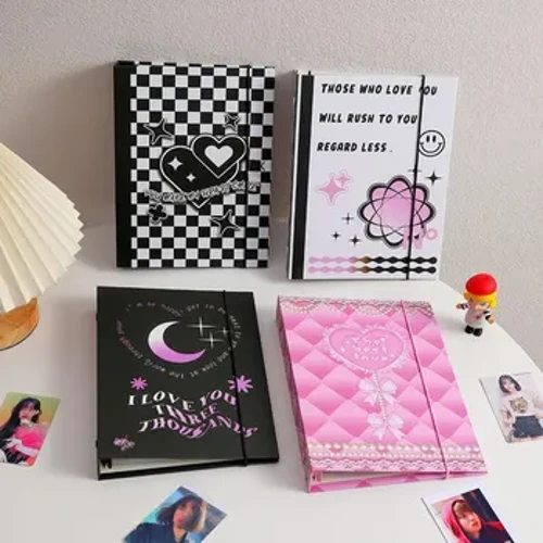 A5 Korean Style Checkered Six-hole Loose-leaf Photo Album Student Three-inch Instant Photo Album Star-chasing Girls Card Storage