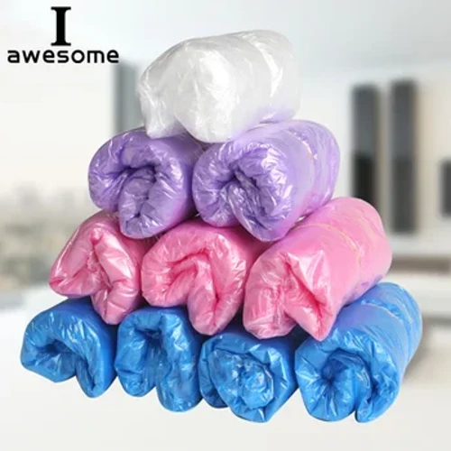 1 Gói/100 Chiếc Ngoài Trời Dùng Một Lần Giày Đi Mưa Có Boot Chống Nước Có Nhựa Dày Trên Giày Nhiều Màu Tùy Chọn chống Trơn Trượt