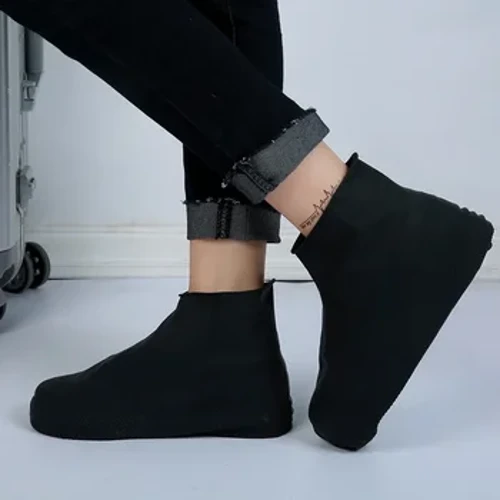 1 par de material espessante sapatos de silicone sapatos capa protetores botas resistente ao desgaste à prova de água capa de látex reutilizável dia chuvoso