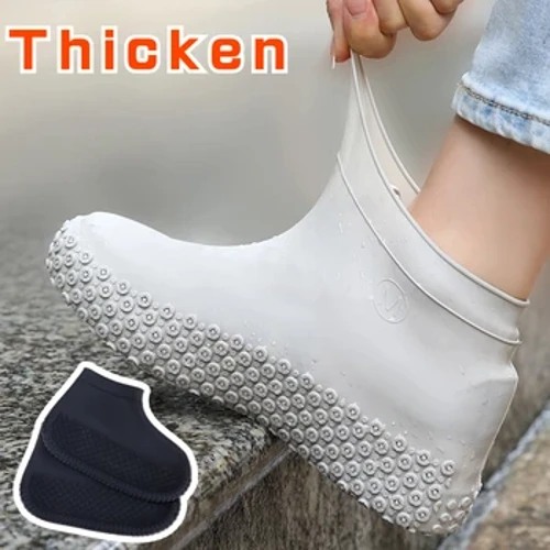 Capa de sapato de silicone antiderrapante à prova d'água, alta elasticidade, resistente ao desgaste, unissex, botas de chuva para uso externo, dia chuvoso, capa de sapato reutilizável