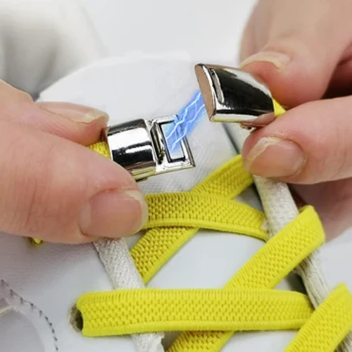 Chiusura magnetica in metallo Lacci senza lacci Sicurezza per bambini Lacci elastici rapidi per scarpe da ginnastica per il tempo libero all'aperto Lacci pigri Unisex 1 paio