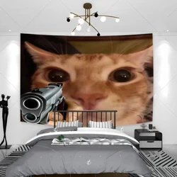90x150cm Dört möwsüm sahnasy Gyzykly pişik we fon bezegi otagy gobelen, diwar haly