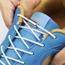 Nuovi lacci per scarpe elastici circolari riflettenti senza lacci Lacci per scarpe con chiusura in metallo Lacci pigri per bambini e adulti Taglia unica per tutte le scarpe