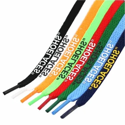 New 47"/55"/63" OW Signed SHOELACES Off Dicetak Renda Sepatu Oranye Hijau Ungu Putih Sepatu Renda kanggo Sepuluh Putih Sepatu Tali Datar