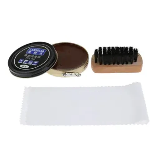3 stykker sort brun læder sko Shine støvler Polish Brush Cream Cloth
