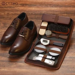 Mới Lông Ngựa Bộ Bàn Chải Đánh Giày Chăm Sóc Da Vệ Sinh Dụng Cụ Đánh Bóng Bụi Xỏ Giày Trắng Bộ Bảo Trì Giày Gỗ Mềm Giặt