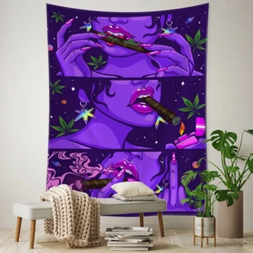 Hippievegg Stor billedvev Veggoppheng Psykedelisk Røyk Kul jentekunst Mystisk Kawaii Romdekor Mandala Yoga Piknikmatteark