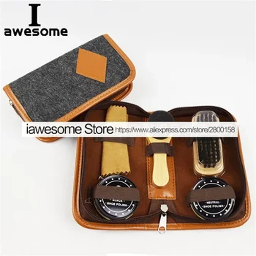 Kit de soins de chaussures professionnel de qualité supérieure, Portable pour chaussures en cuir, bottes, baskets, ensemble de nettoyage, brosse de polissage, outil de polissage