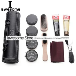Nuovo kit professionale per la cura delle scarpe portatile per scarpe in pelle, stivali, scarpe da ginnastica, set per la pulizia, spazzola per lucidare, strumento per lucidare la lucentezza del corno