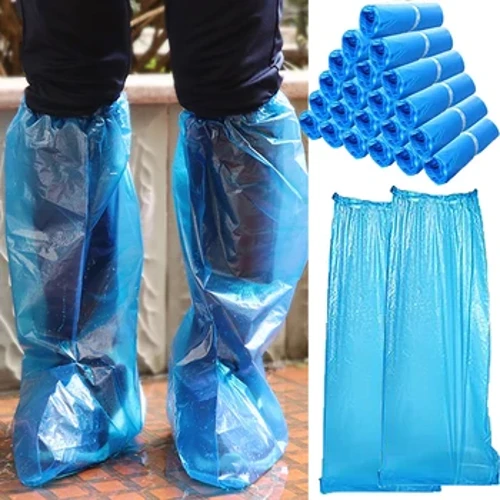 Capac de pantofi de unică folosință din plastic Tub înalt elastic de strângere Impermeabil rezistent la praf Huse de pantofi de mers în aer liber Kit de protecție pentru pantofi