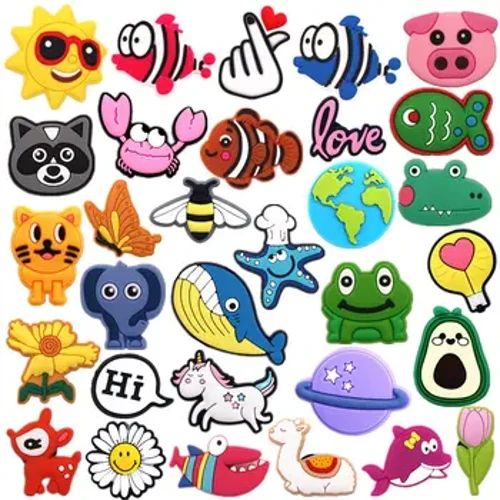 1 pz Animali PVC Pendenti e Ciondoli Decorazioni Simpatico Gatto Cervo Maiale Pesce Rana Scarpe Fibbia Accessorio Pinze Fit Bambini Regali di Natale