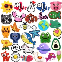 1 pz Animali PVC Pendenti e Ciondoli Decorazioni Simpatico Gatto Cervo Maiale Pesce Rana Scarpe Fibbia Accessorio Pinze Fit Bambini Regali di Natale