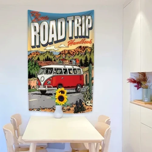 “XxDeco Road Trip” afişa gobelenleri Anime Illustration Çap edilen ýatylýan otag ýa-da umumy ýaşaýyş jaýynyň bezegi diwar asylýan syýahat fonunda piknik geýimi