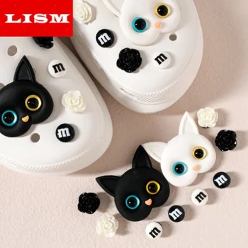 Chaussures à trous de chats de dessin animé mignon, breloques de chaussures, accessoires, boucle de chaussure, joli lapin 3D, fleur de chaussure, décorations de chaussures à faire soi-même