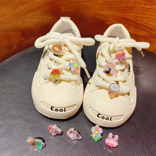 Clip Addurniadol Shoelace Plant Glitter Bling Dywysoges Hufen Iâ Esgid Enfys Bwcl Symudadwy Charms Esgidiau Addurniadau 1pcs
