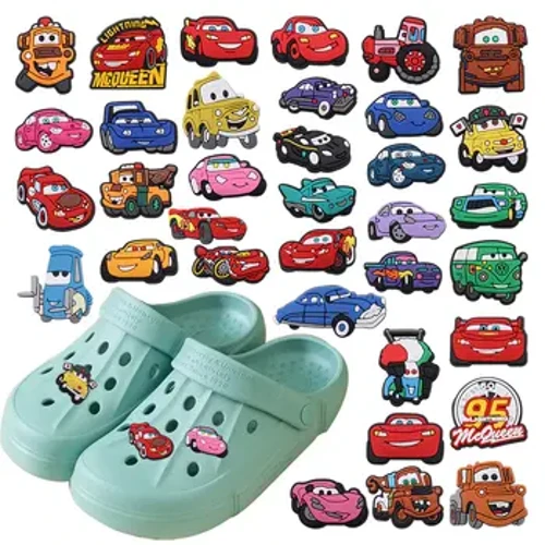 Affeithwyr Esgidiau 1Pcs Disney Cartwn Ceir Mellt McQueen PVC Esgidiau swyn sandalau Addurniadau ar gyfer Bechgyn Merched Parti Presennol