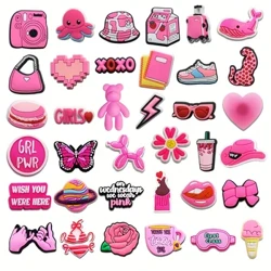 Lotto di ciondoli per scarpe rosa per zoccoli, sandali con scivoli a bolle, accessori per decorazioni per scarpe in PVC per regalo di compleanno di Natale Pa