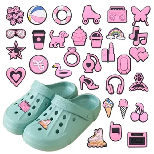 1PCS Accessories bróg gairdín RÉIMSE PINK STAR CHROLE CHROUNT RADIO CHRODAÍ PVC Bróga Charms Sandals Ornáidí do Bhuachaillí Páirtí Cailíní i láthair