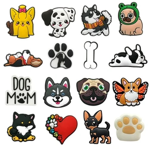 Neue Ankünfte 1 Stück süße Hund PVC Schuhanhänger für Croc Zubehör Pin DIY Armband Armband Kinder Erwachsene Party Geschenk