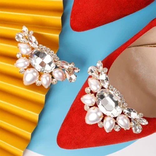 1PC Merched Sodlau Uchel Rhinestone Priodas Clipiau Sgleiniog Clamp Addurniadau Esgidiau Clip Charm Buckle
