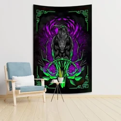Evil Raven Underbar mörk måne under gobeläng, Collegerum Banner Sovsal Fest Soffa Vägg Hemdekorationer