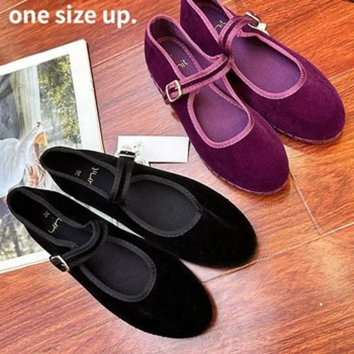 Pantofi elegante Mary Janes Flats Femei cu curea de cataramă neagră superficială pantofi de balet casual Doamne Primăvara Canvas Canvas Panouri 2023