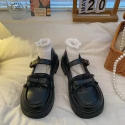 2024 Wanawake Wapya Mary Jane Viatu Kichwa Kichwa Vipya vya Wanawake Viatu Vipya vya Nje Rangi Imara Kifunga Viatu vya Kike Zapatos Para Mujeres