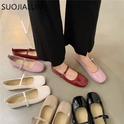 SUOJIALUN 2023 Kesä Uudet Naiset Mary Jane Kengät Pehmeä Rento ulkomekko Litteä Ballettikengät Pyöreävarvas Matala Slip On Flats