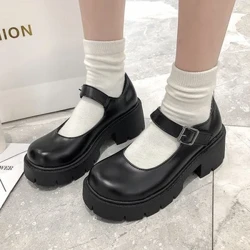 Viatu Viatu vya Lolita Wanawake Mtindo wa Kijapani Mary Jane Viatu Wanawake Wasichana Vintage Girls High Heel Platform Viatu Mwanafunzi wa Chuo cha Ukubwa 40